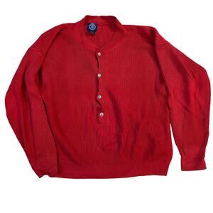 Vintage Gap Textured Henley Shirt Mens Large Red Grunge Streetwear Minimalist